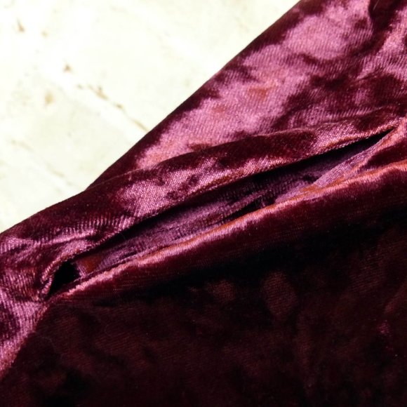 Hot Topic Crushed Velvet Jumper Overall Dress Women S Burgundy Skirtall Pinafore - Picture 7 of 14